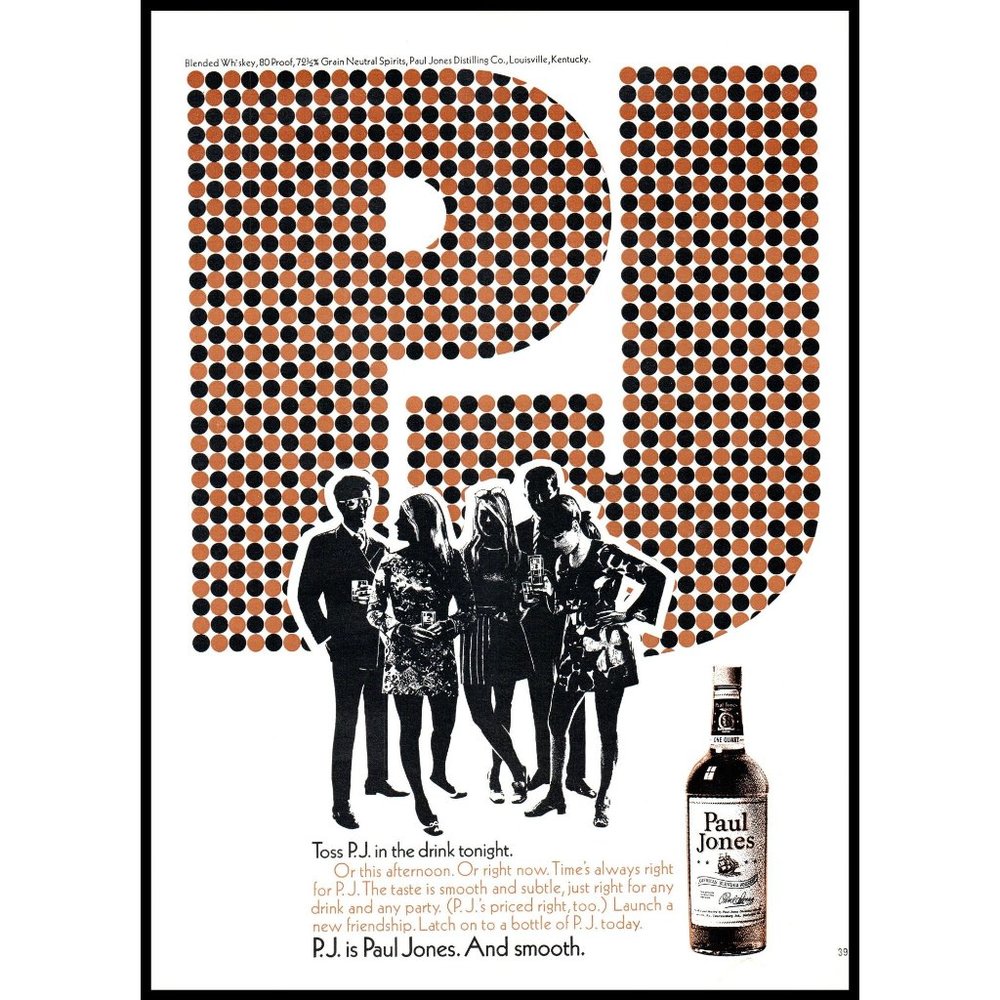 1970 Paul Jones American Whiskey Vintage Print Ad Night Club Dancing Wall Art PJ